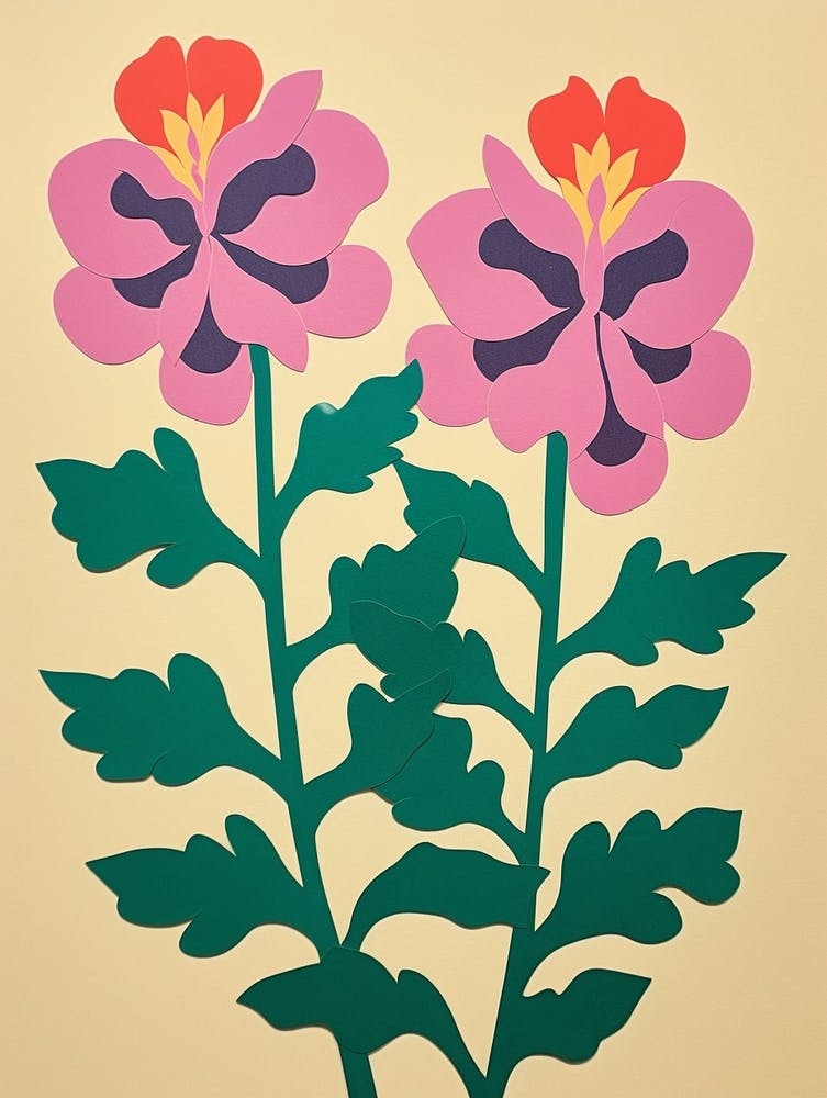 Scherenschnitt-Stil Blumenkunst Aconitum 4