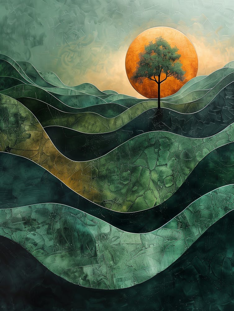 - Lone Tree In A Valley By Julia M