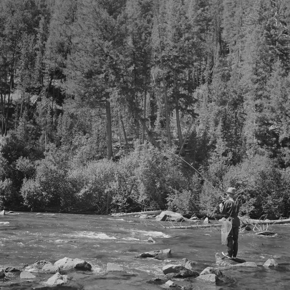 Untitled Photo, Possibly Related To Custer County, Idaho, Fishing In The Salmon River By Russell Lee