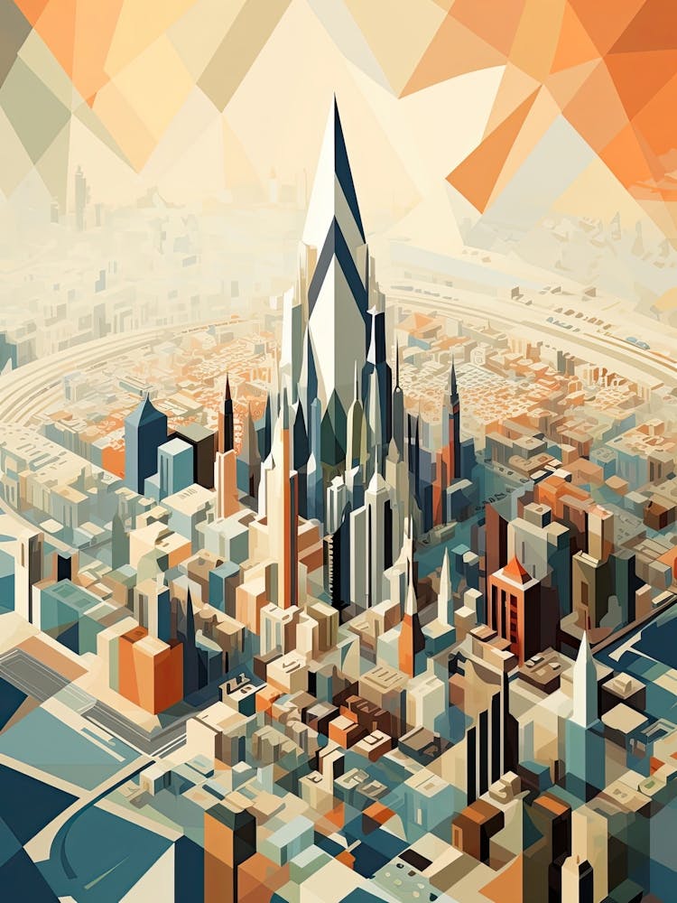 Dubai, United Arab Emirates, Geometric Illustration 3
