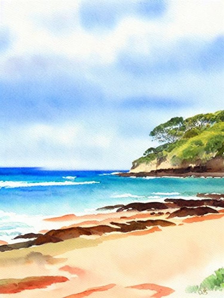 Scotts Head Beach, Australia Watercolour