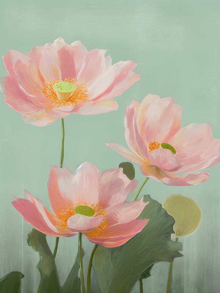 Lotus Flowers Acrylic Painting In Pastel Colours 10