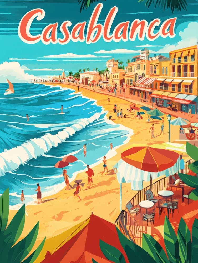 Aihrgdesign Ein von den 1970ern inspiriertes Reiseposter für Casablanca 2