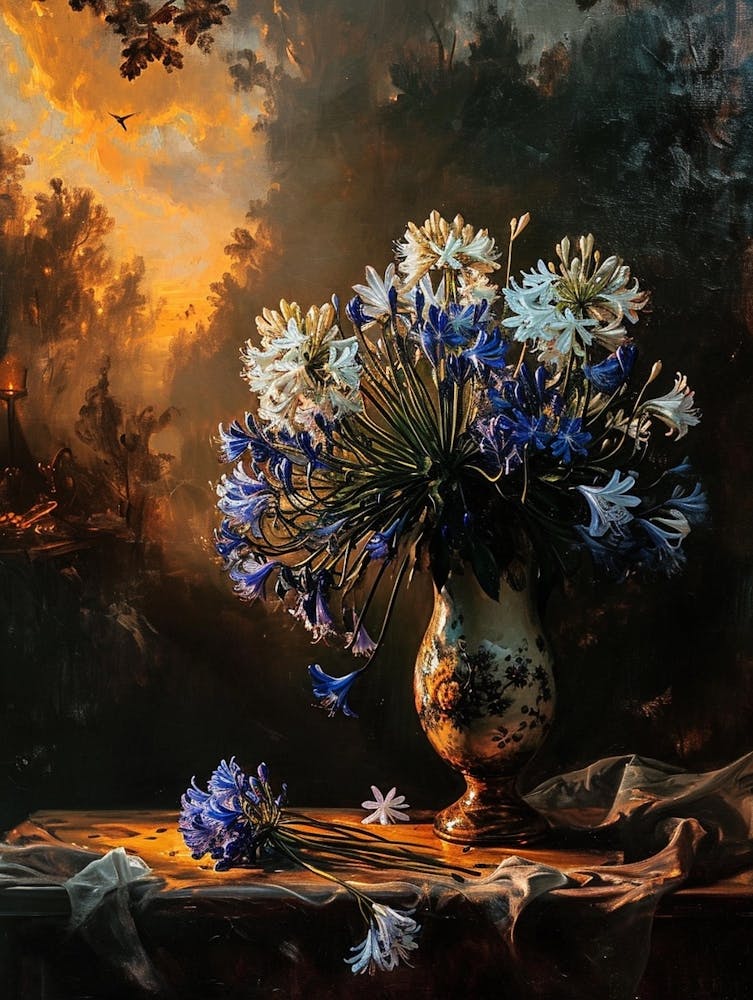 Baroque Floral Still Life Agapanthus 3