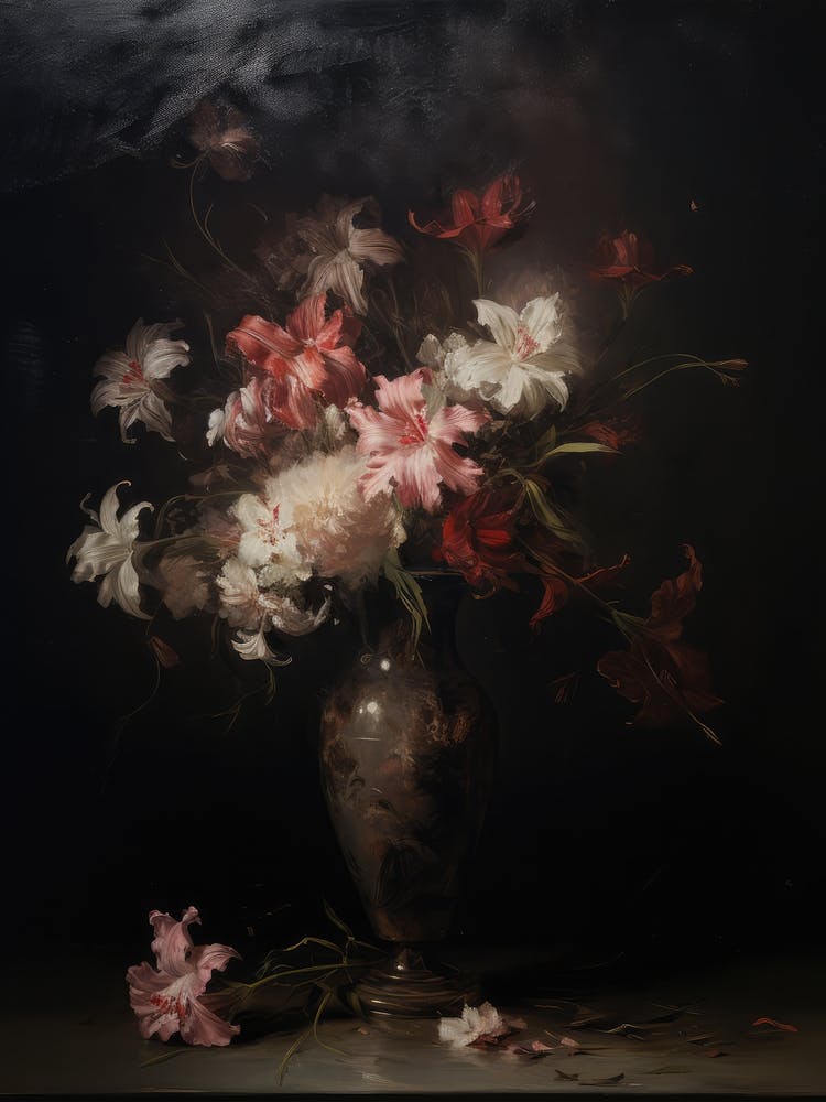 Moody Flower Vintage Painting