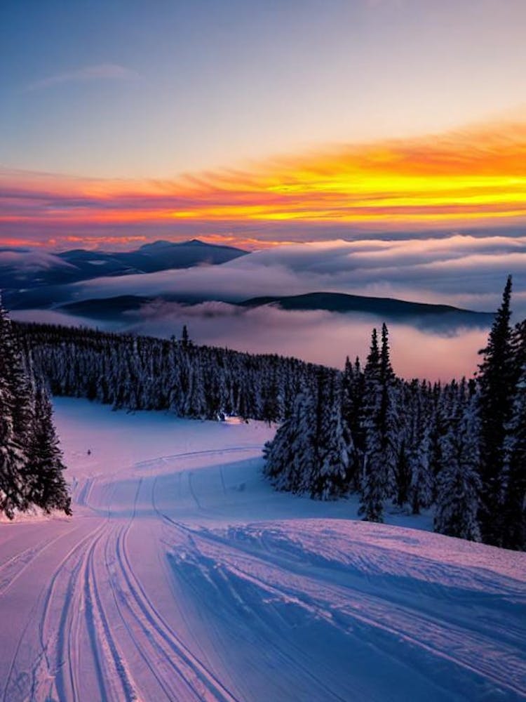 Mont Tremblant, Canada Sunrise Skiing Poster