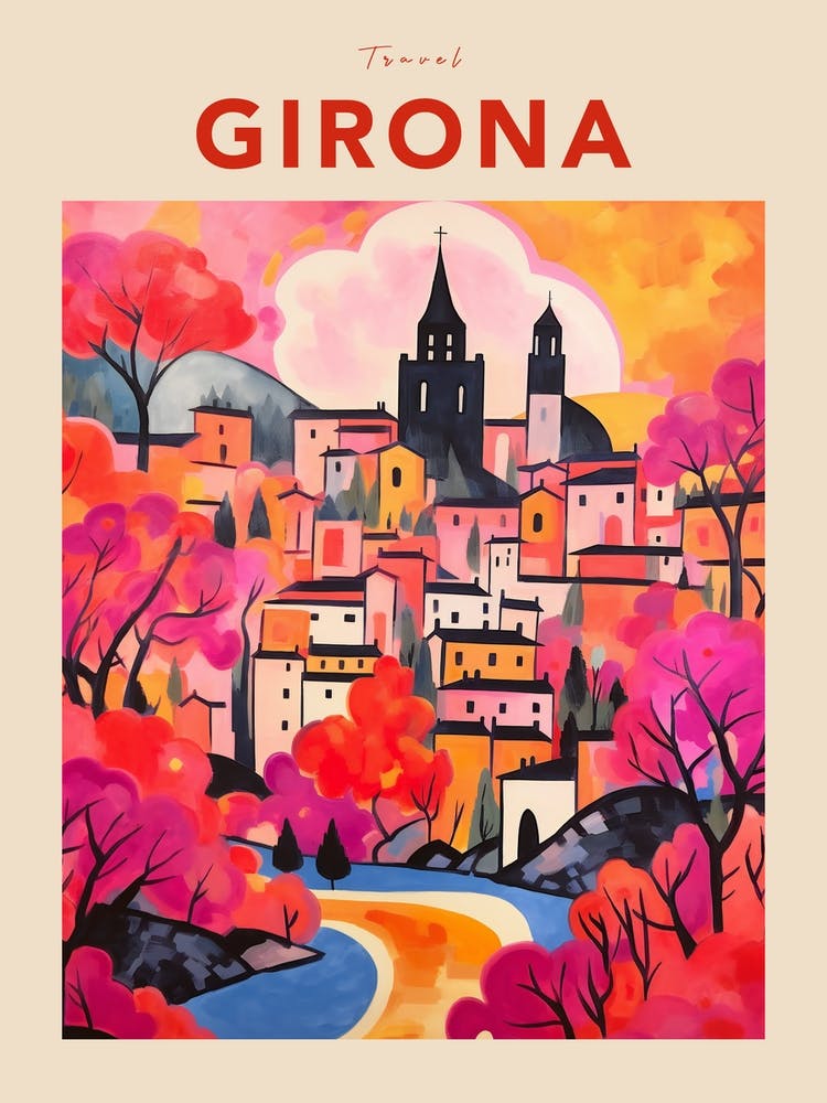 Girona Spain 2 Fauvist Travel Poster