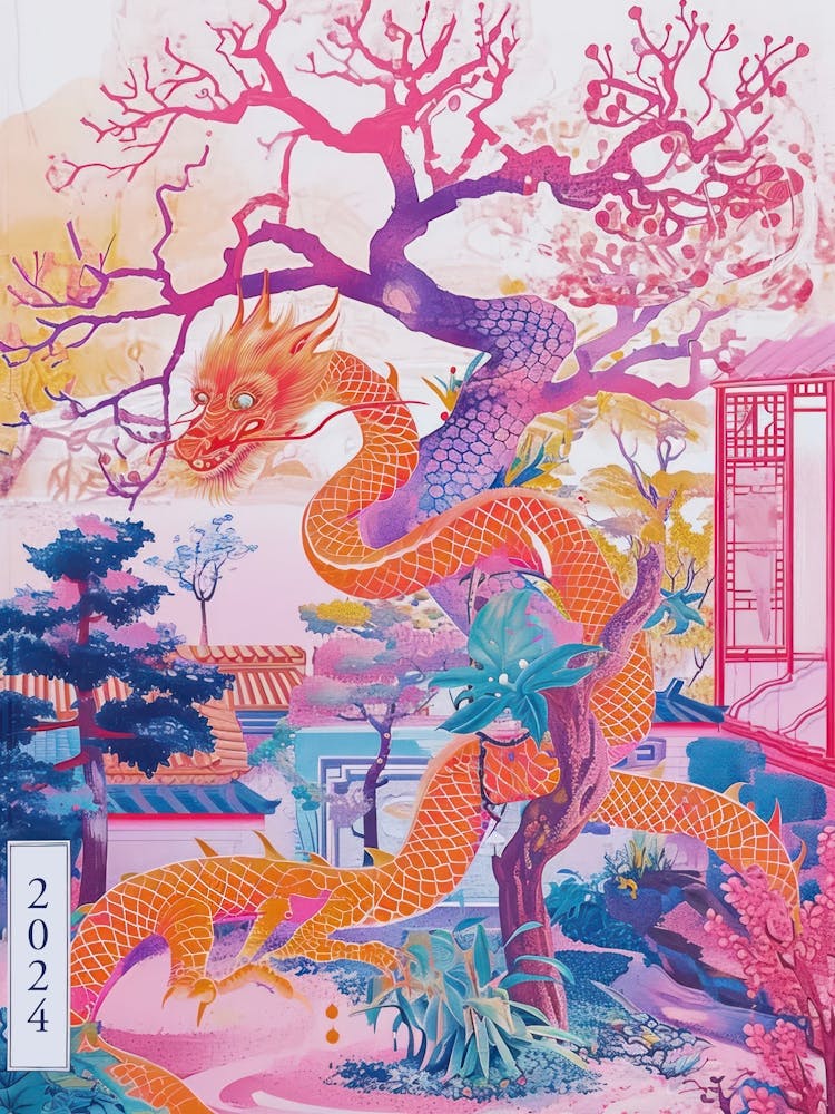 Lunar Year Of The Dragon 2024 Pink Blue