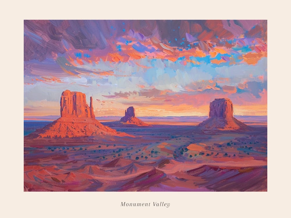 Western Sunset Landscapes Monument Valley Arizona 4 Poster