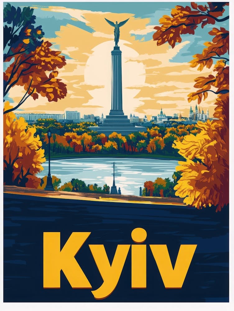 Aihrgdesign A 1970s Inspired Travel Poster For Kyiv Depicting D8bf5835 Be9d 455c Be74 093fac3459c0 3