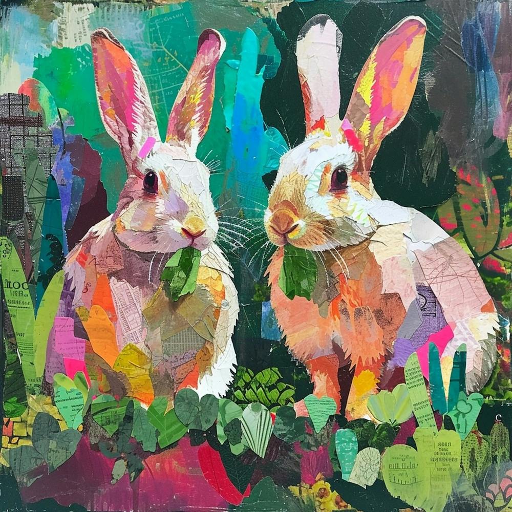 Kitsch-Kaninchen knabbern Grünzeug 2