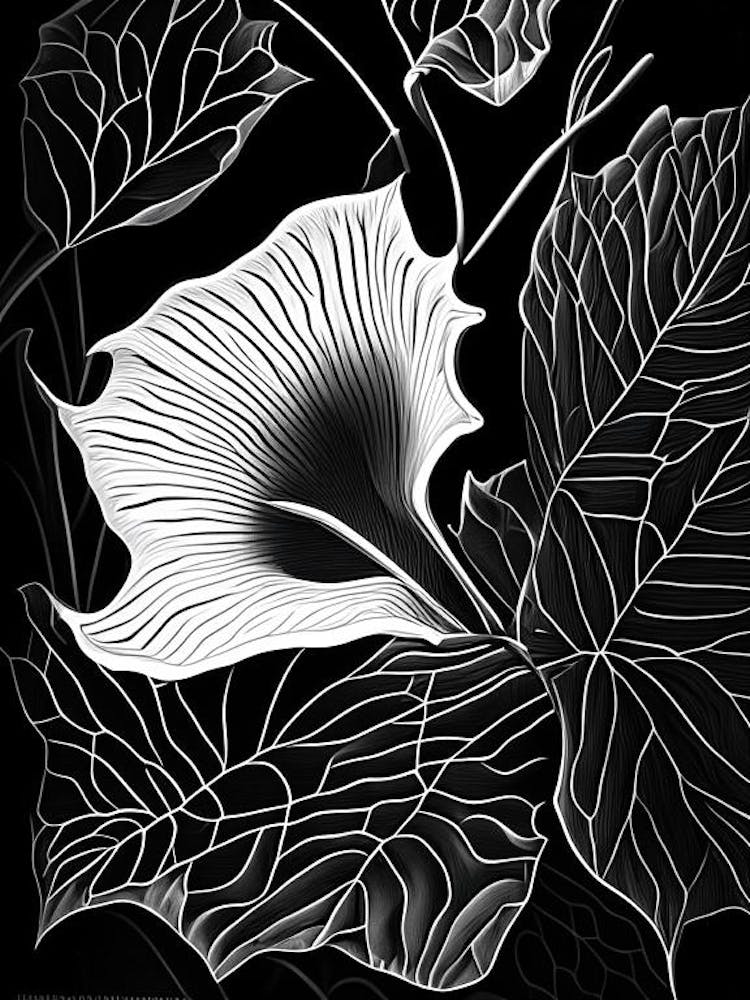 Morning Glory Leaf Linocut 2