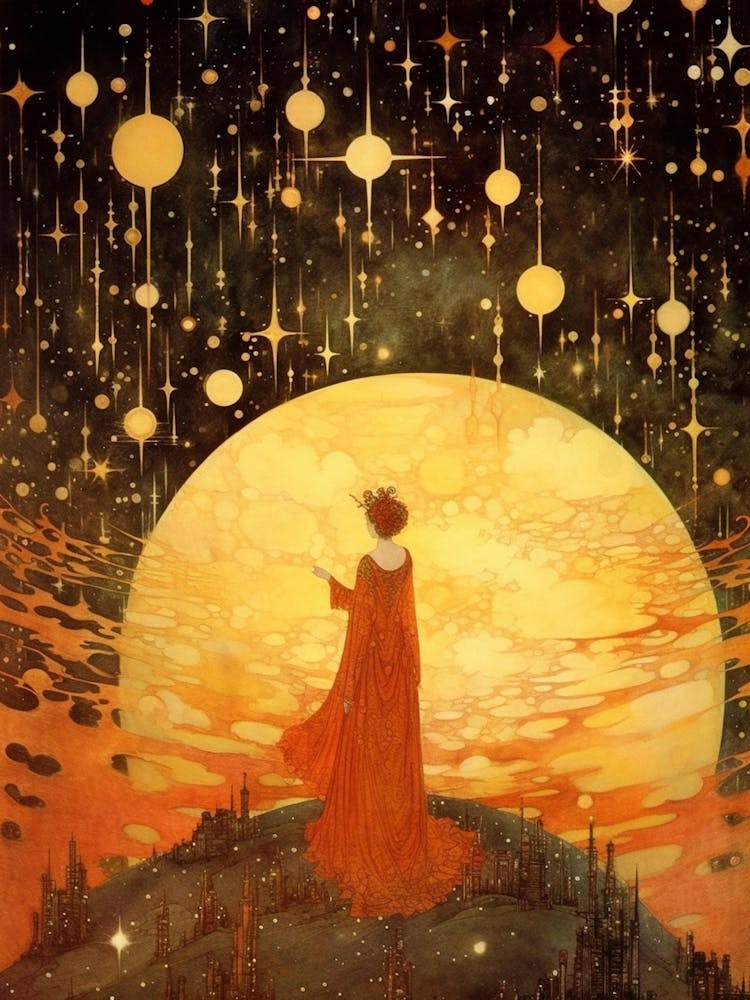 Vintage Celestial Art Woman 1
