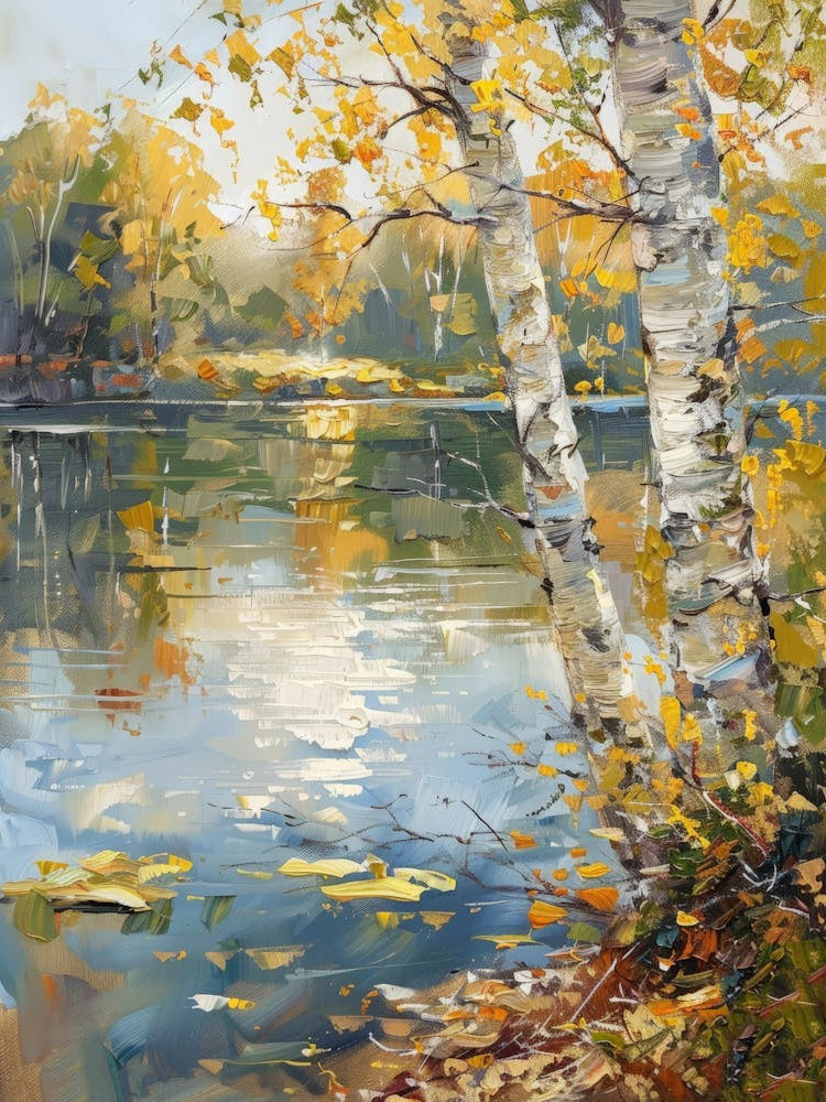Birch Trees By The Lake 6
