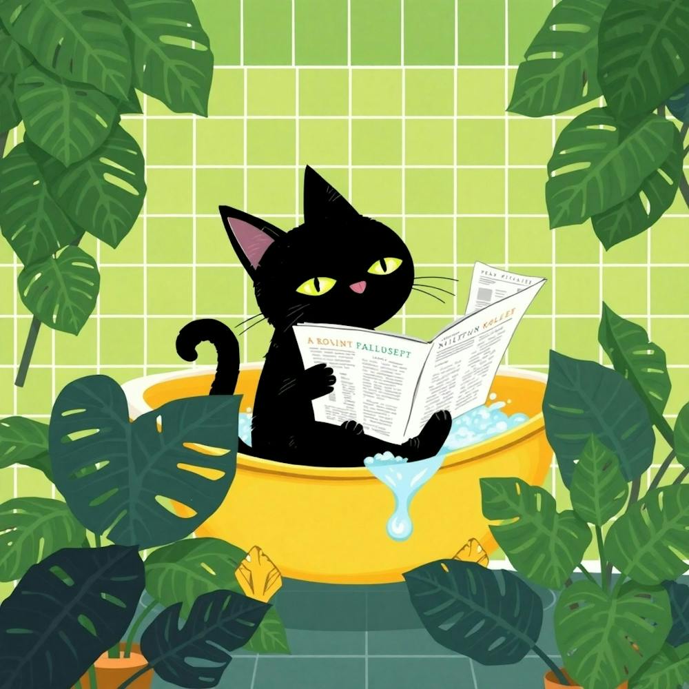 Cat Reading A Newspaper 5