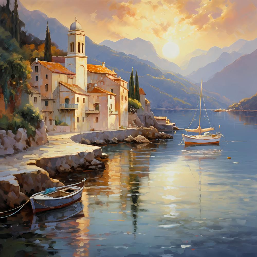 Monet's Glow: Enchanting Italian Coastal Impression