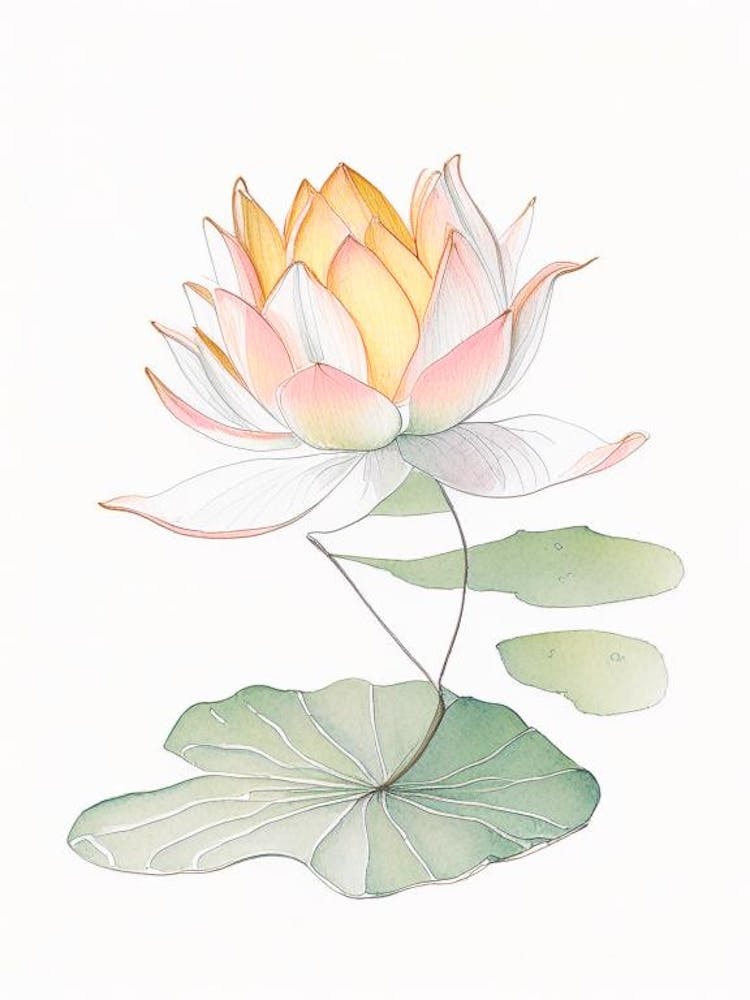 Amur Lotus Pencil Illustration 3