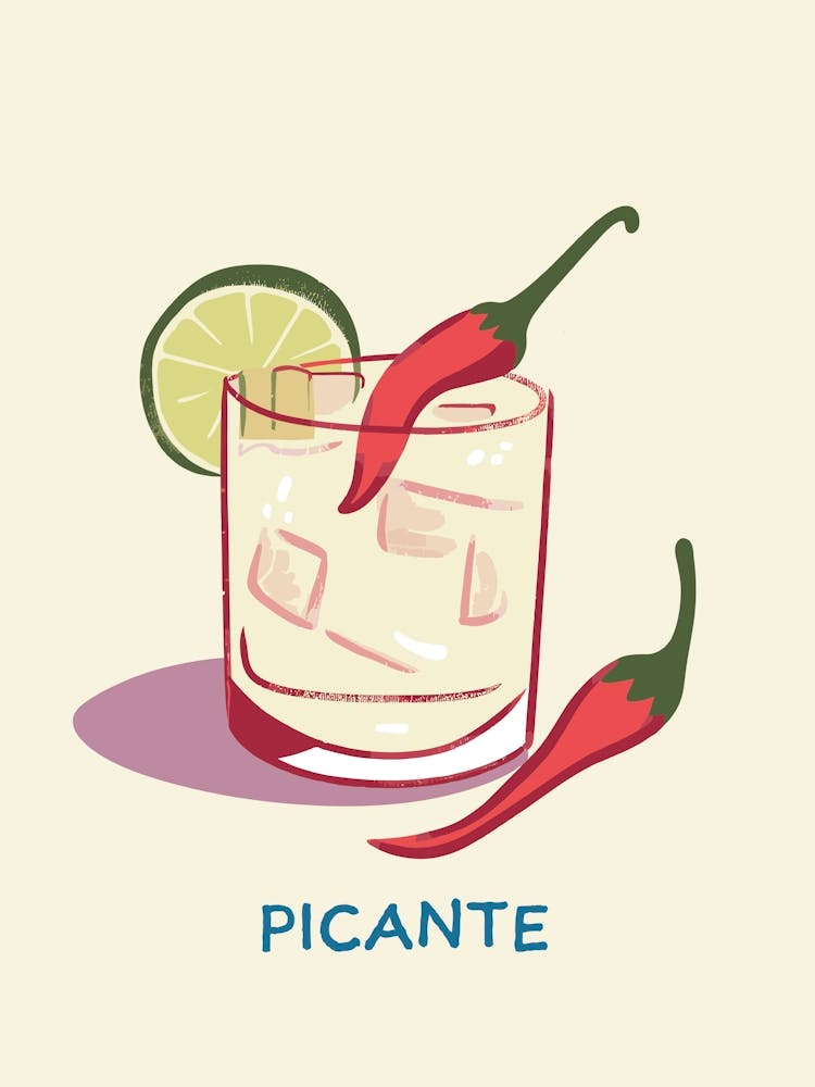Picante Cocktail Wall Art Drinks Print Pink And Green Colourful Fun Bar