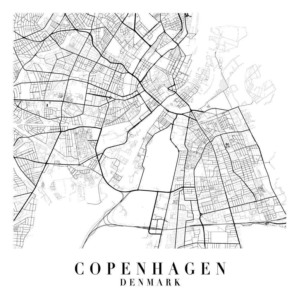Copenhagen Denmark Street Map Minimal Square