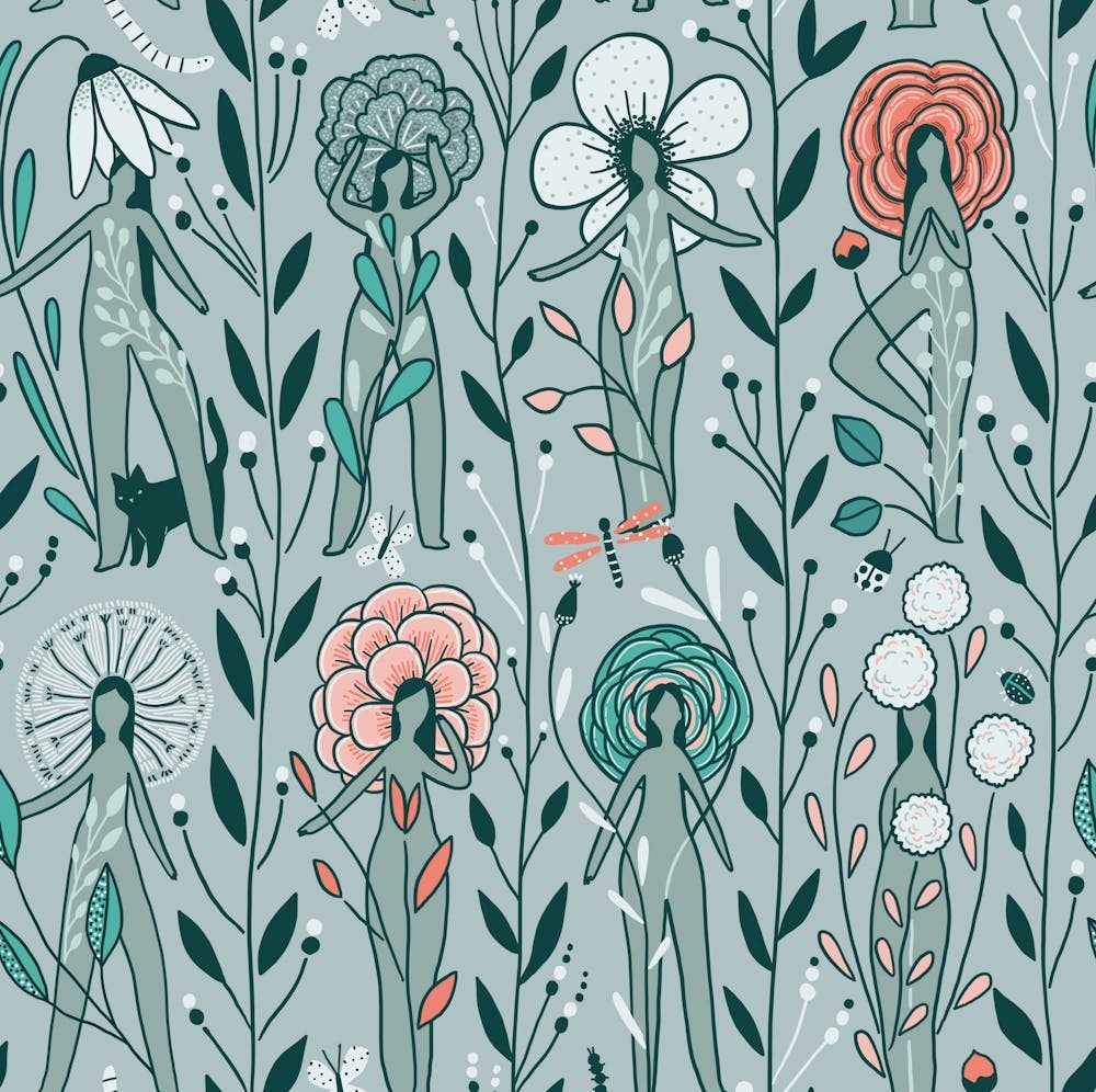 Women In The Garden. Summer and spring time. Flower girl.