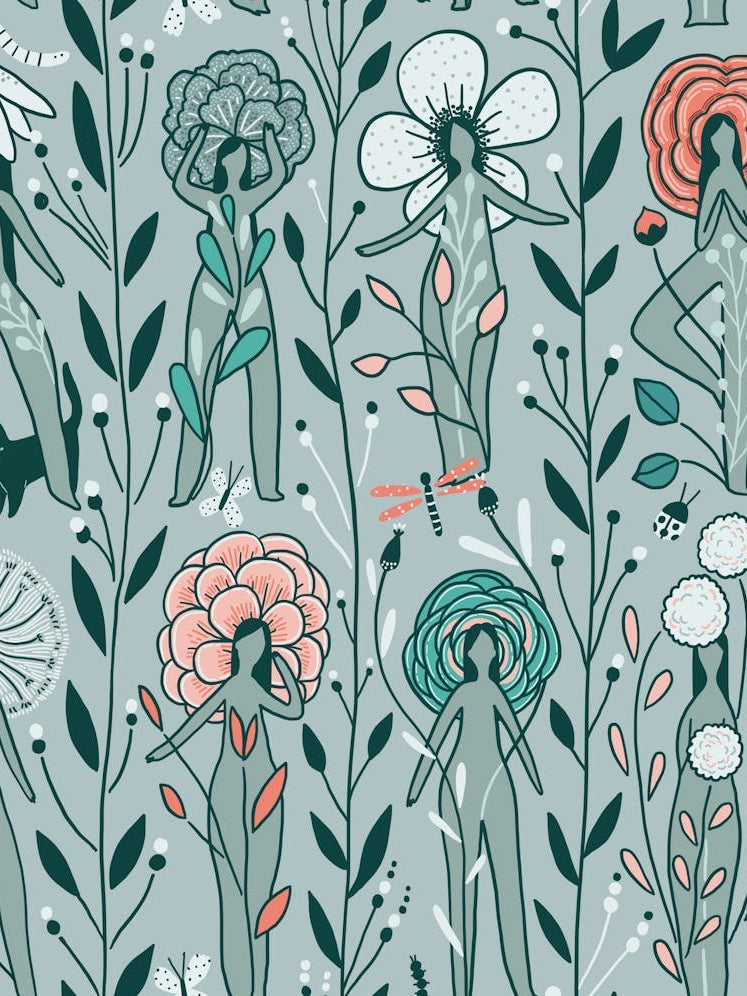 Women In The Garden. Summer and spring time. Flower girl.