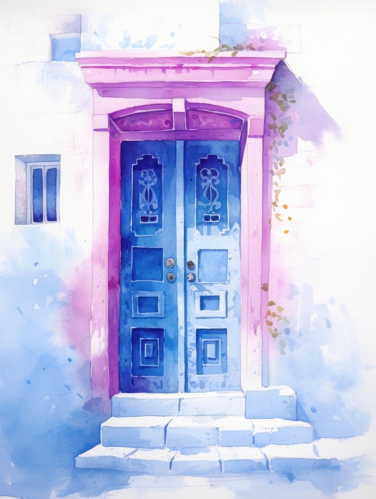 Aquarell Blaue Tür