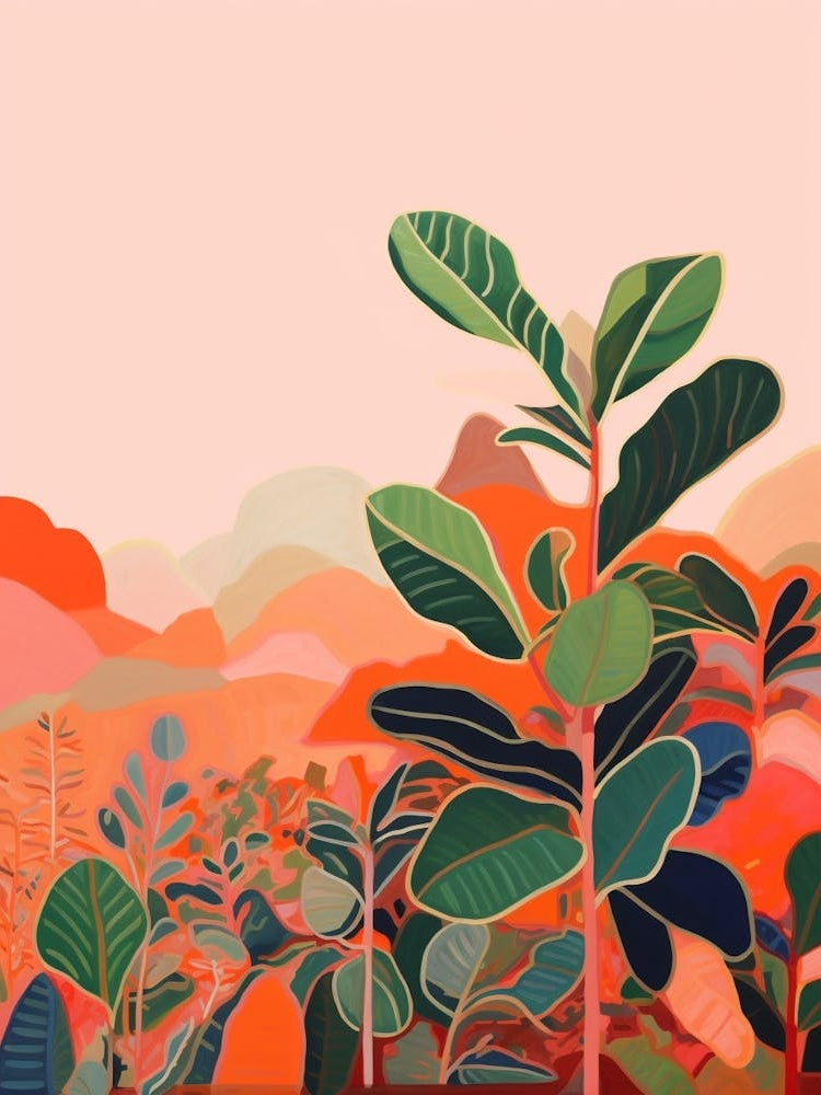 Boho Plant Painting Rubber Plant Ficus 5