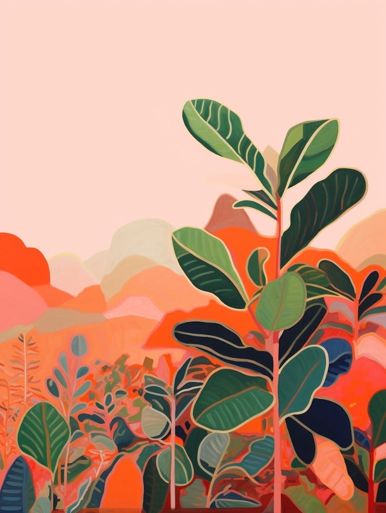 Boho Plant Painting Rubber Plant Ficus 5