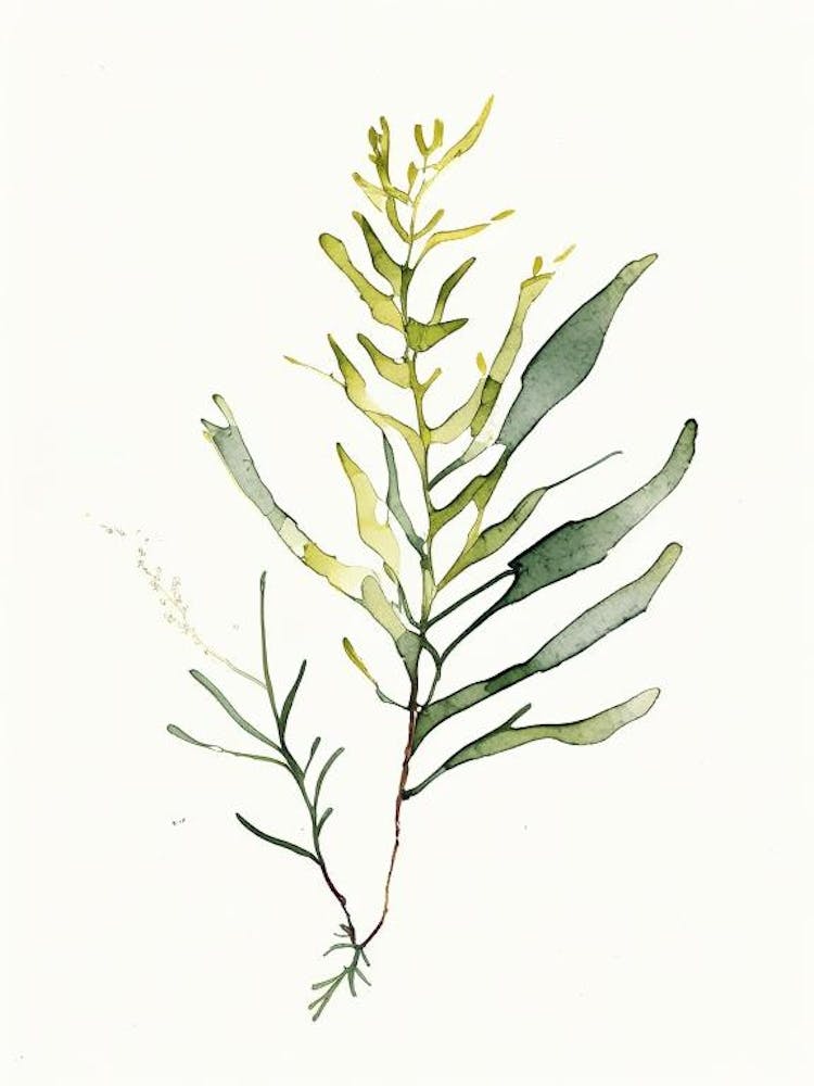 Bladderwrack Leaf Minimalist Watercolour 2