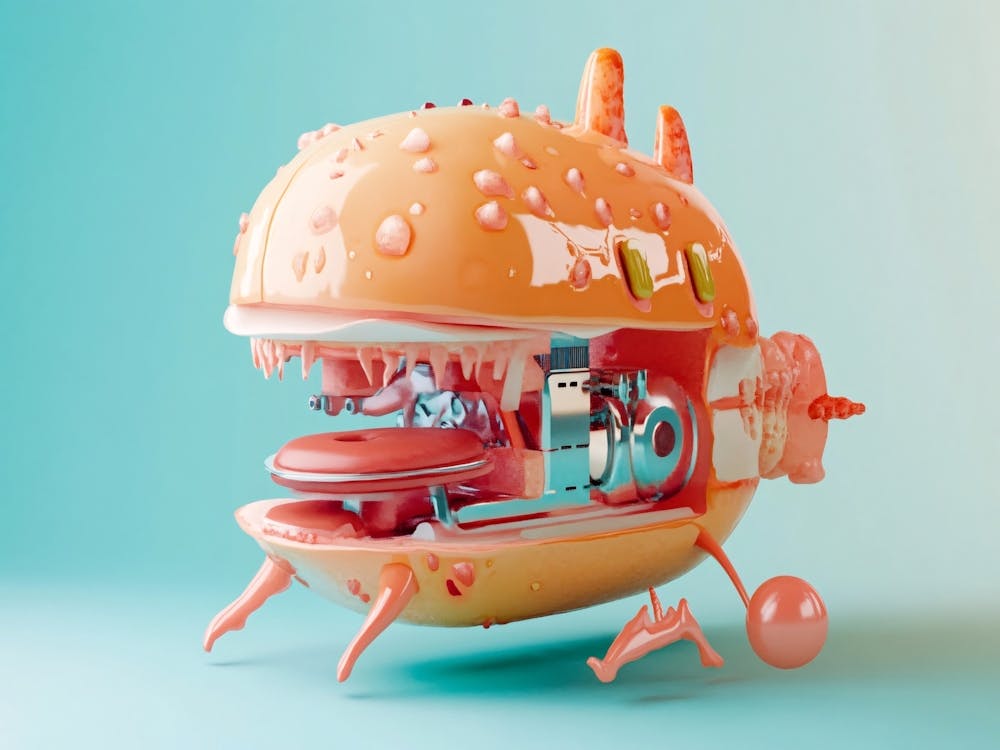 3D Burger In Space