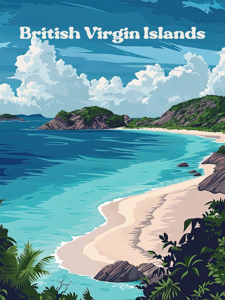 British Virgin Islands Beautiful Travel Art Illustration