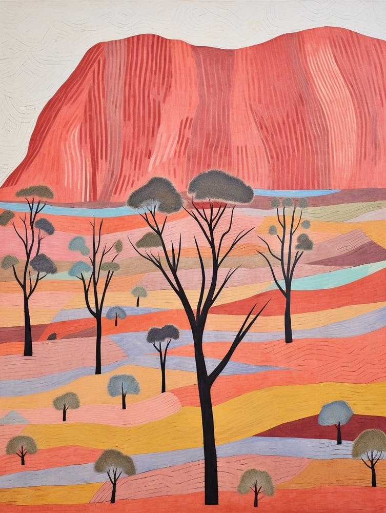 Uluru Australia 1 Farbenfrohe Bergillustration