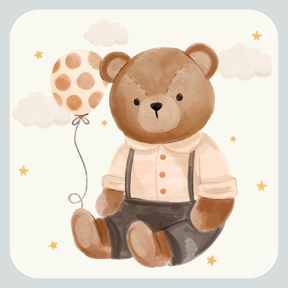 Teddy Bear With Balloon | Nursery Art