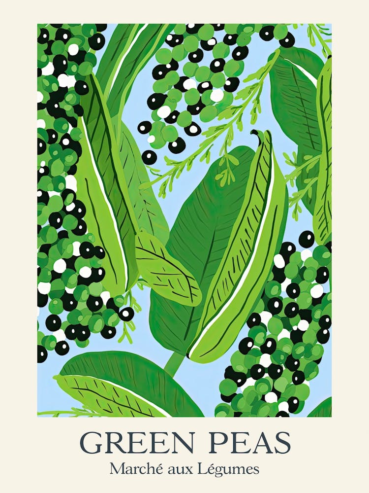 Marche Aux Légumes Petits Pois Verts Illustration d'été 2