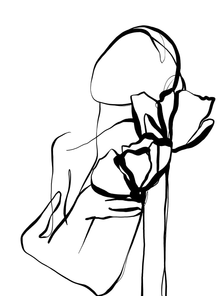 Frau Silhouette Mit Zwei Mohnblumen