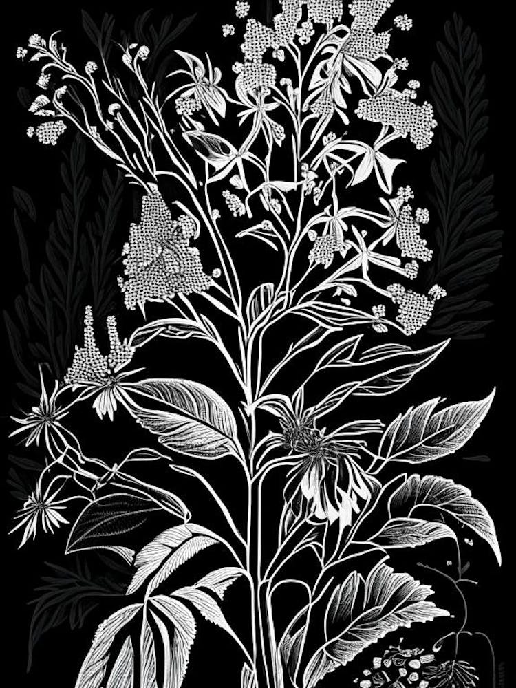 Black Snakeroot Wildflower Linocut 2