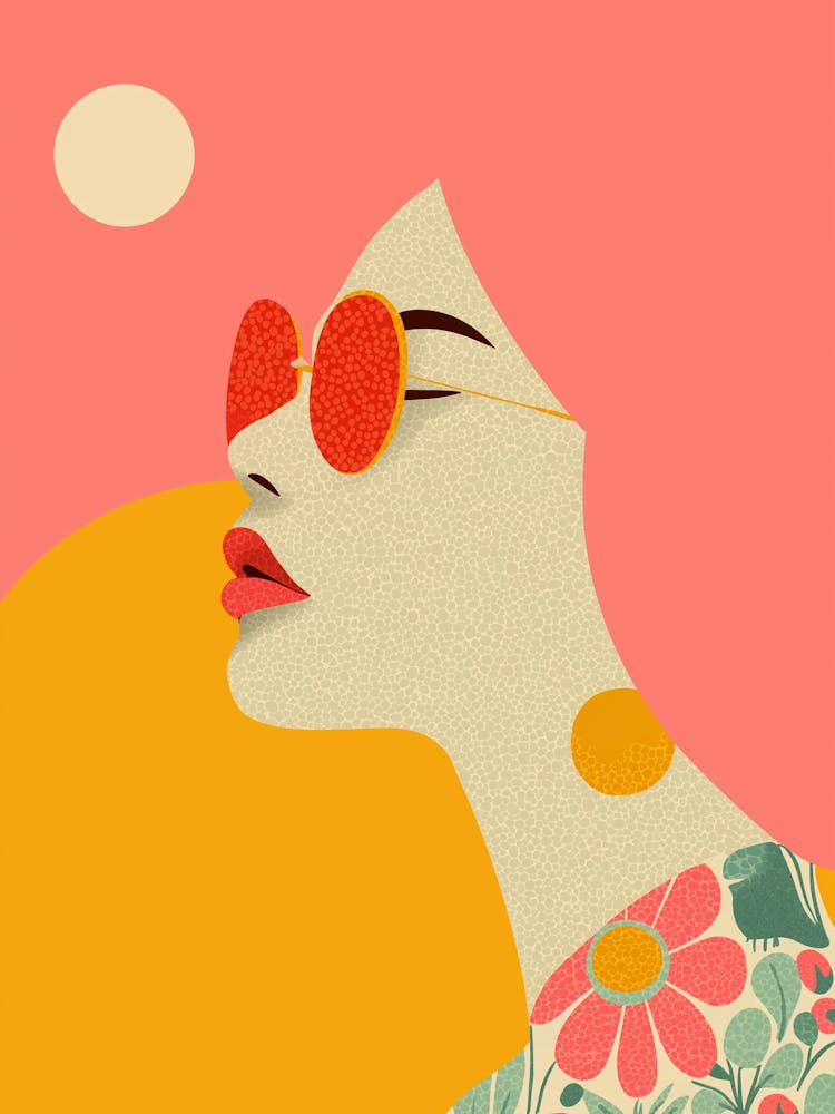 Illustration Of A Woman With Sunglasses