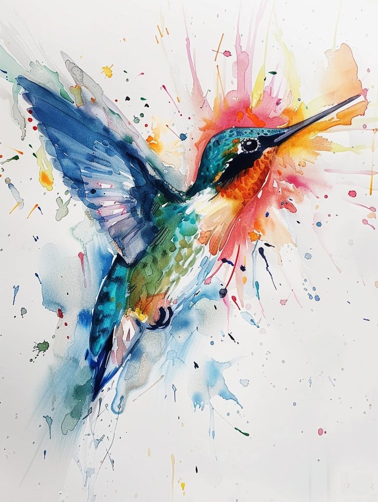 Hummingbird Colourful Watercolour 4