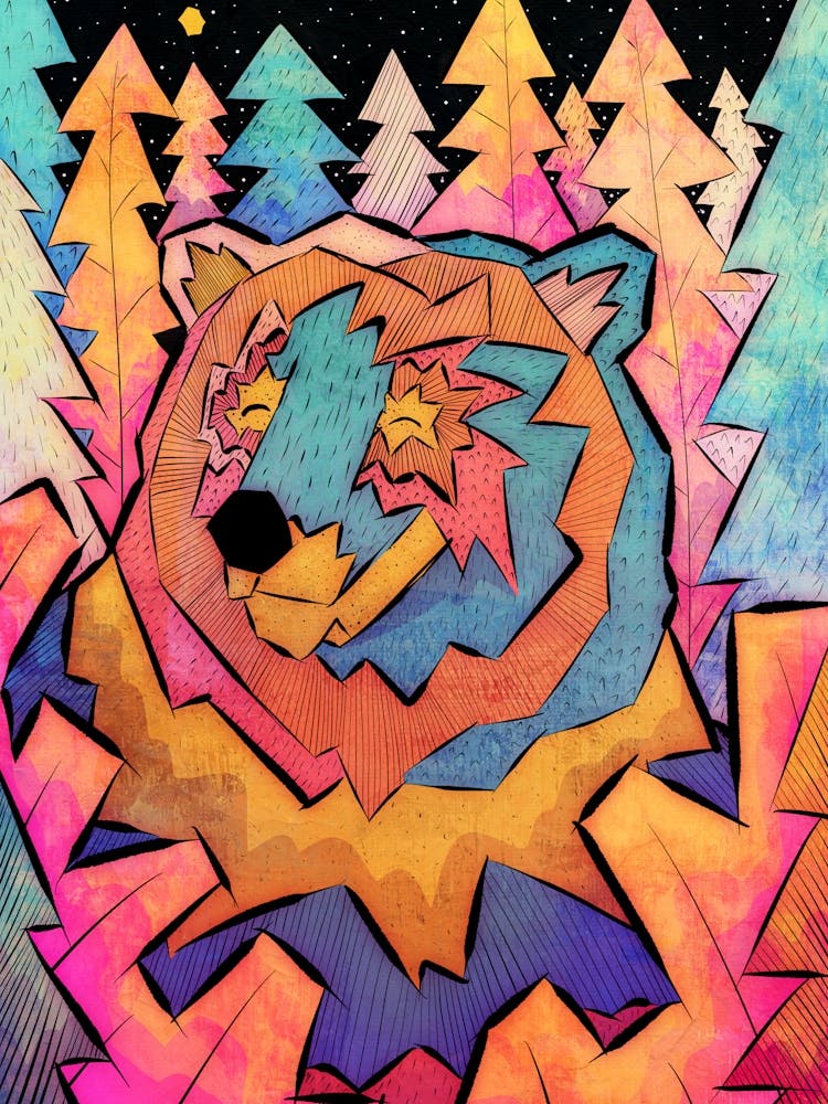 The Vibrant Woodland Bear