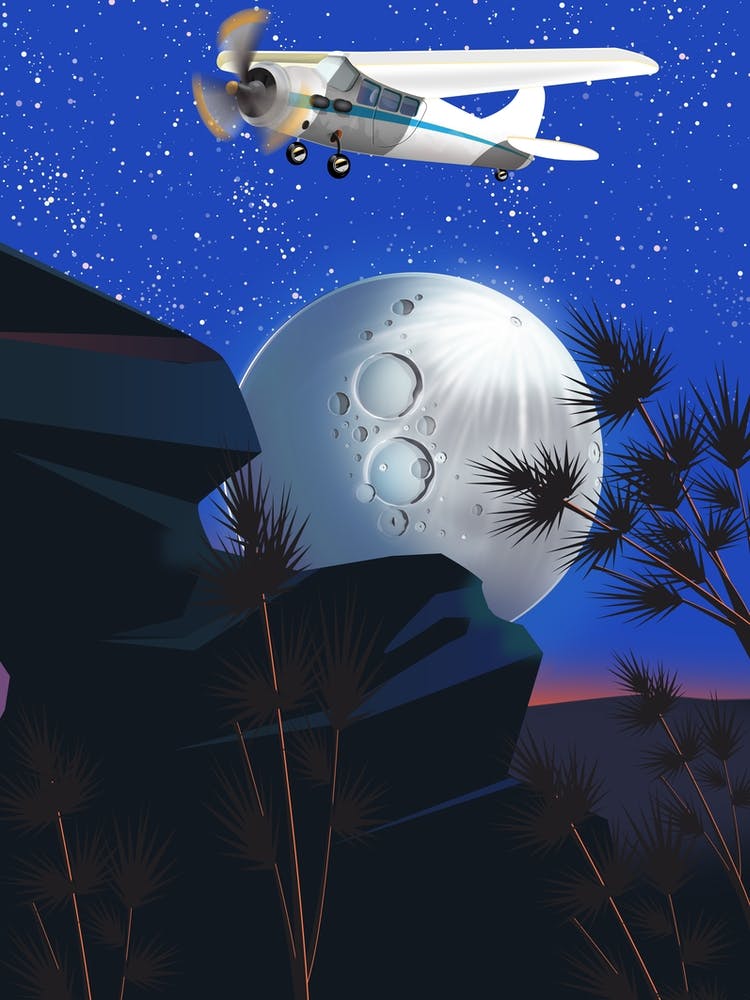 Mond und Flugzeug