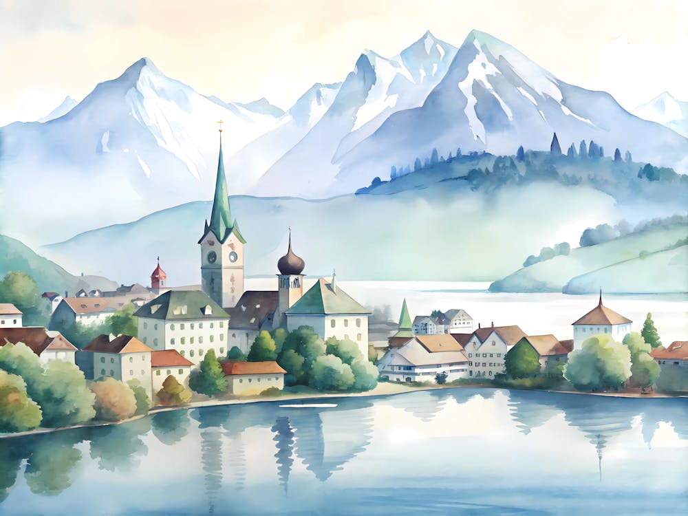 Zurich Switzerland A Vintage Illustration