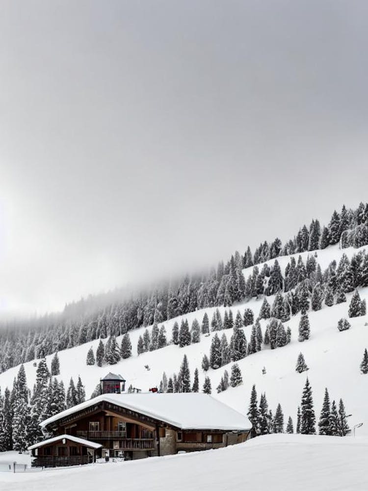 Les Arcs, France Black And White Skiing Poster