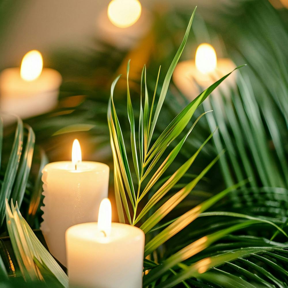 Palm Leaves And Candles