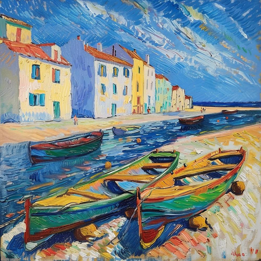 Van Gogh StyleFishing Boats in Saintes-Maries-de-la-Mer Series