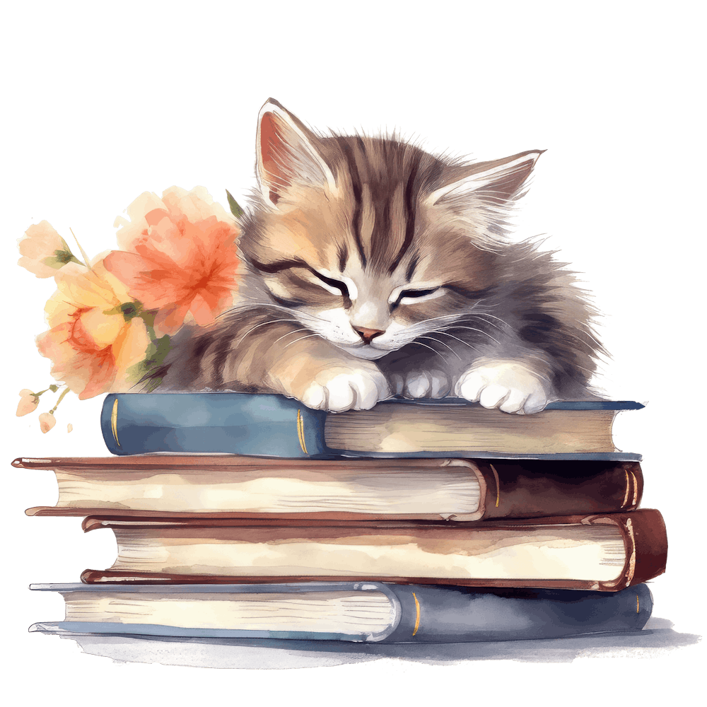 Cat Sleeping On Books 4
