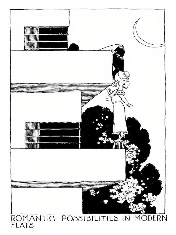 Romantic Possibilities In Modern Flats, William Heath Robinson
