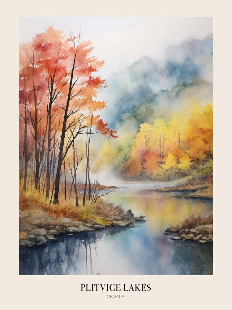 Autumn Forest Landscape Plitvice Lakes National Park Poster