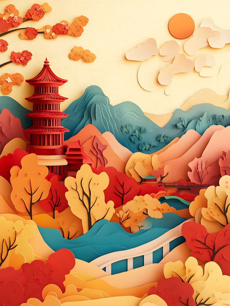 Paysage Magnifique Style Papier Découpé 1