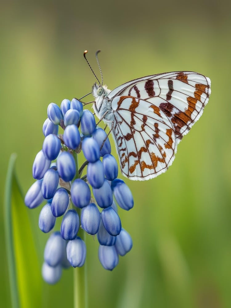 Butterfly On Blue Hyacinth