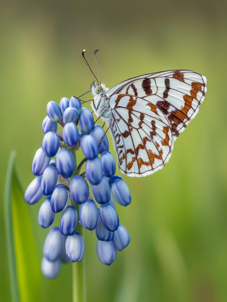 Butterfly On Blue Hyacinth